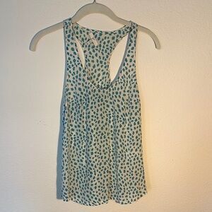 Joie Silk White and Blue Patterned Tank Top